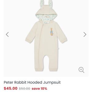 Mori x Peter Rabbit Hooded Jumpsuit in Cream with Bunny Ear Hood
